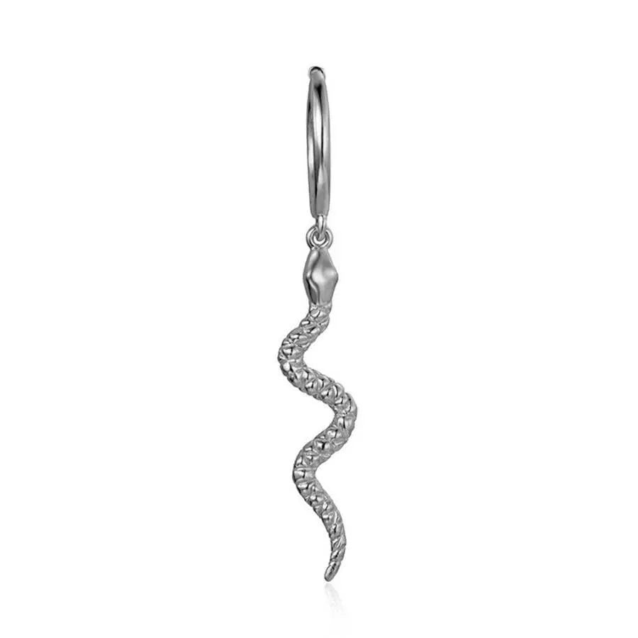 Pendiente Aro Serpiente Larga en Plata y Oro - Cobalto Accesorios , Joyería Valencia