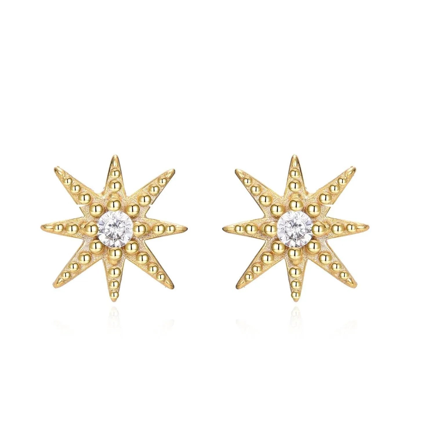 Pendiente estrella de 8 puntas con circonita, diseño pequeño y luminoso