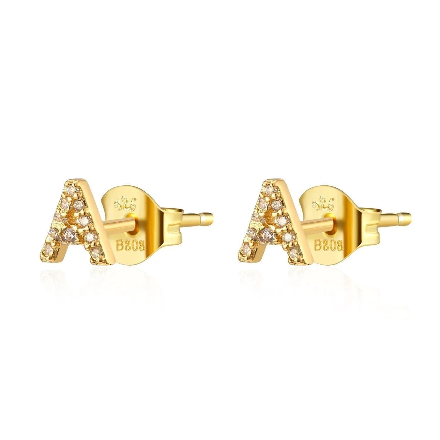 Pendiente inicial con circonitas en plata y oro, diseño personalizado con brillo delicado