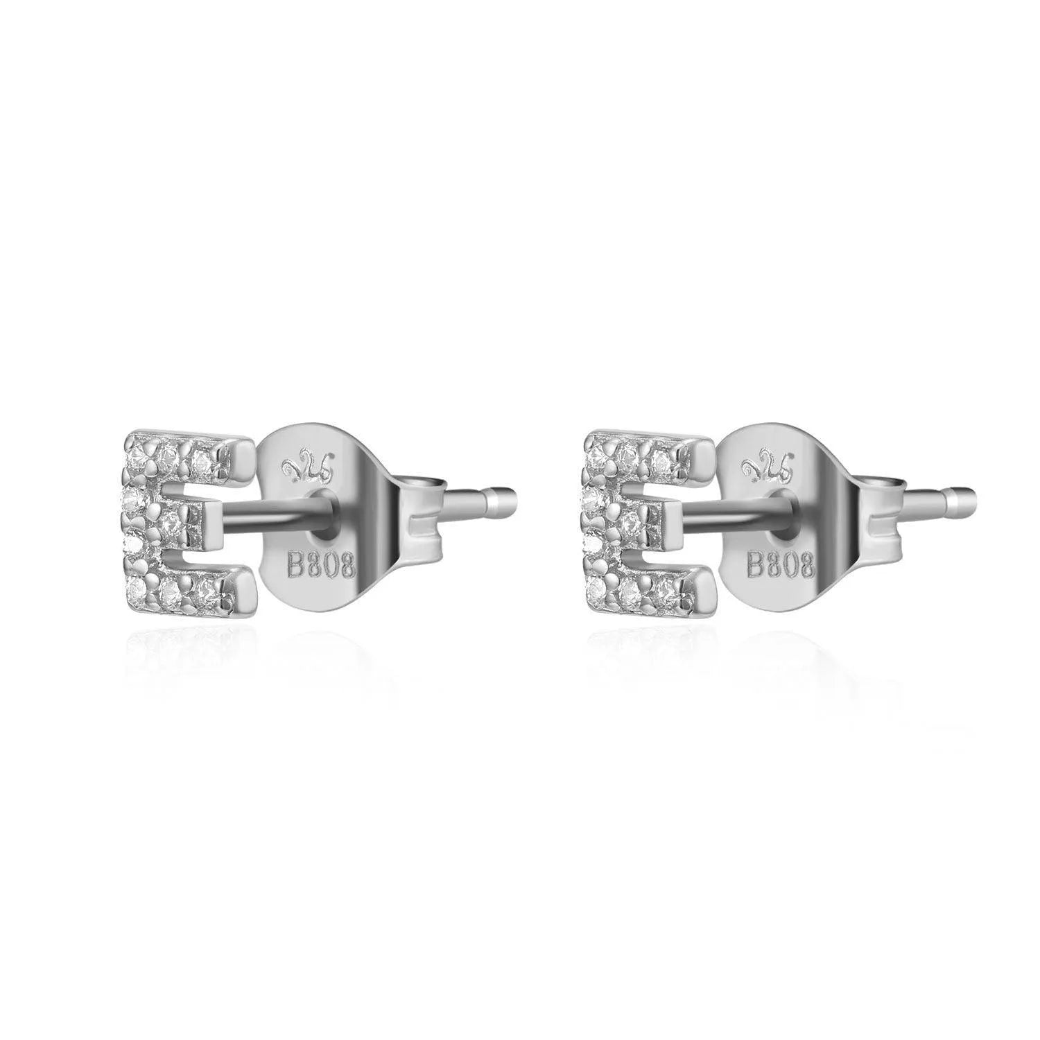 Pendiente Inicial con Circonitas Plata y Oro en Plata - vista 10 - Cobalto Accesorios