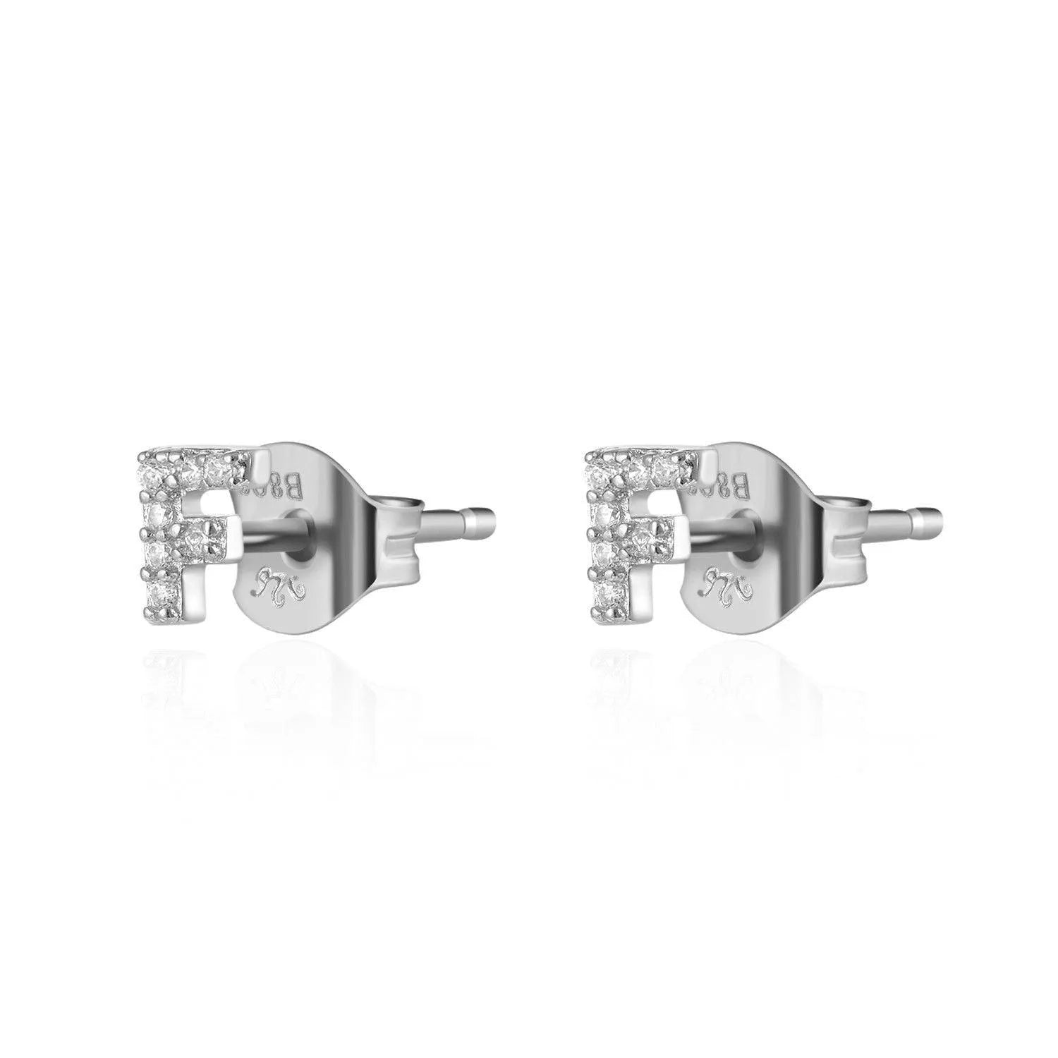 Pendiente Inicial con Circonitas Plata y Oro en Plata - vista 12 - Cobalto Accesorios