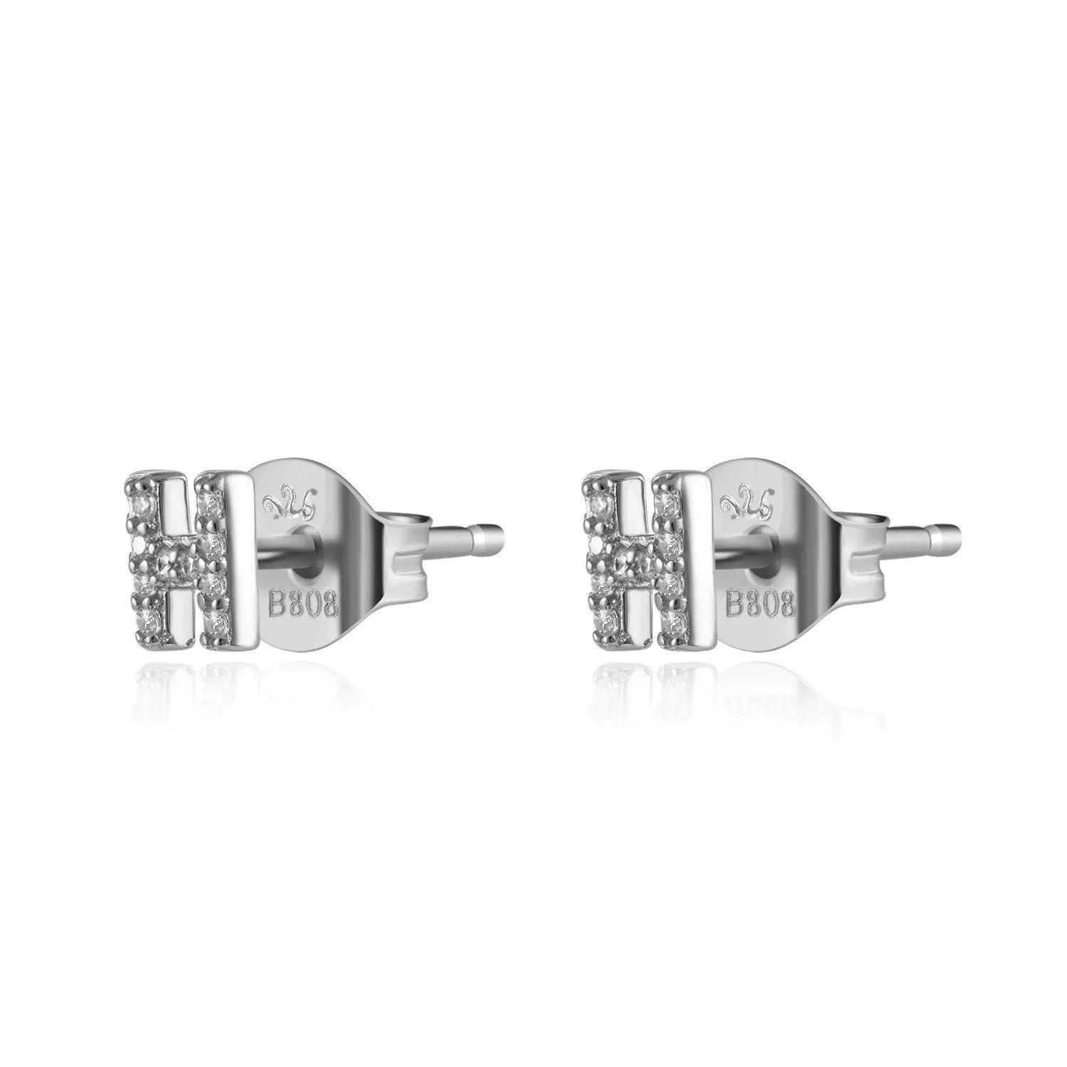 Pendiente Inicial con Circonitas Plata y Oro en Plata - vista 14 - Cobalto Accesorios