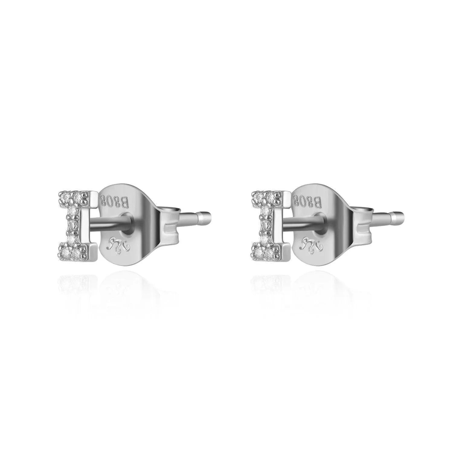 Pendiente Inicial con Circonitas Plata y Oro en Plata - vista 16 - Cobalto Accesorios