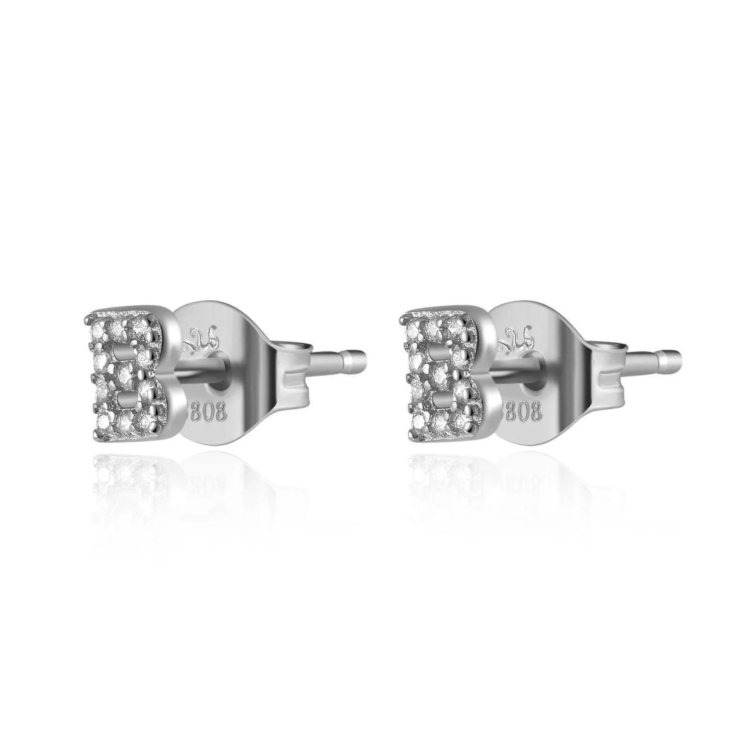 Pendiente Inicial con Circonitas Plata y Oro en Plata - vista 5 - Cobalto Accesorios