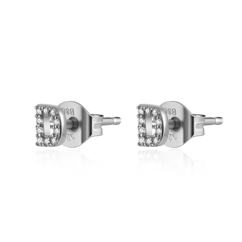 Pendiente Inicial con Circonitas Plata y Oro en Plata - vista 8 - Cobalto Accesorios