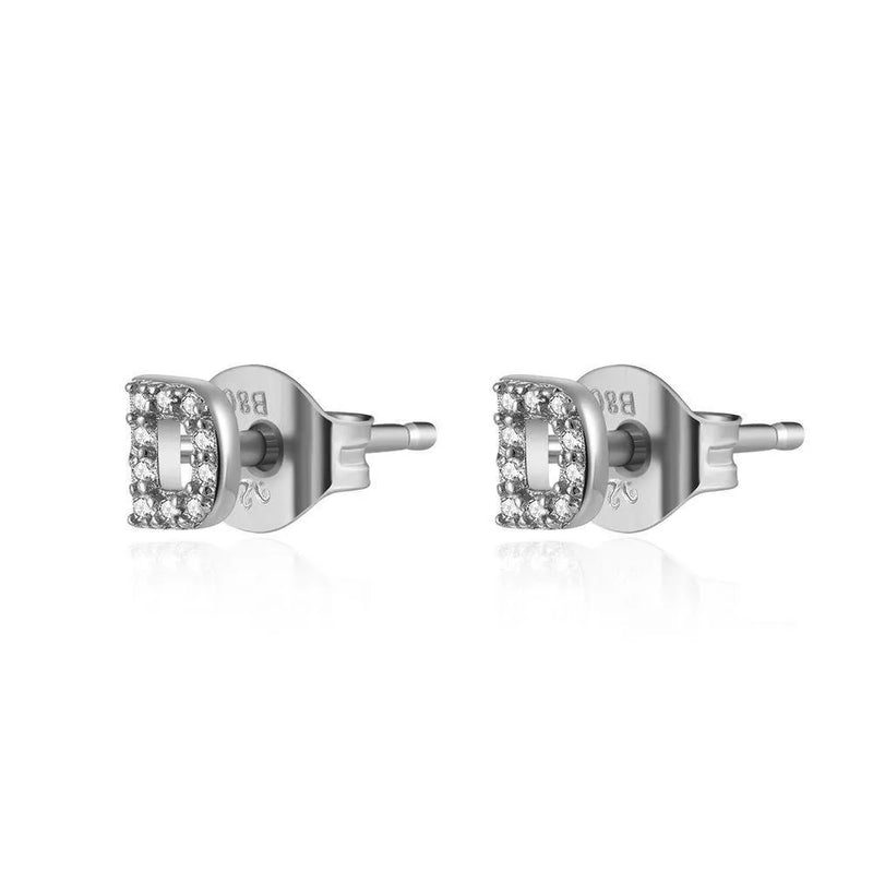 Pendiente Inicial con Circonitas Plata y Oro en Plata - vista 8 - Cobalto Accesorios