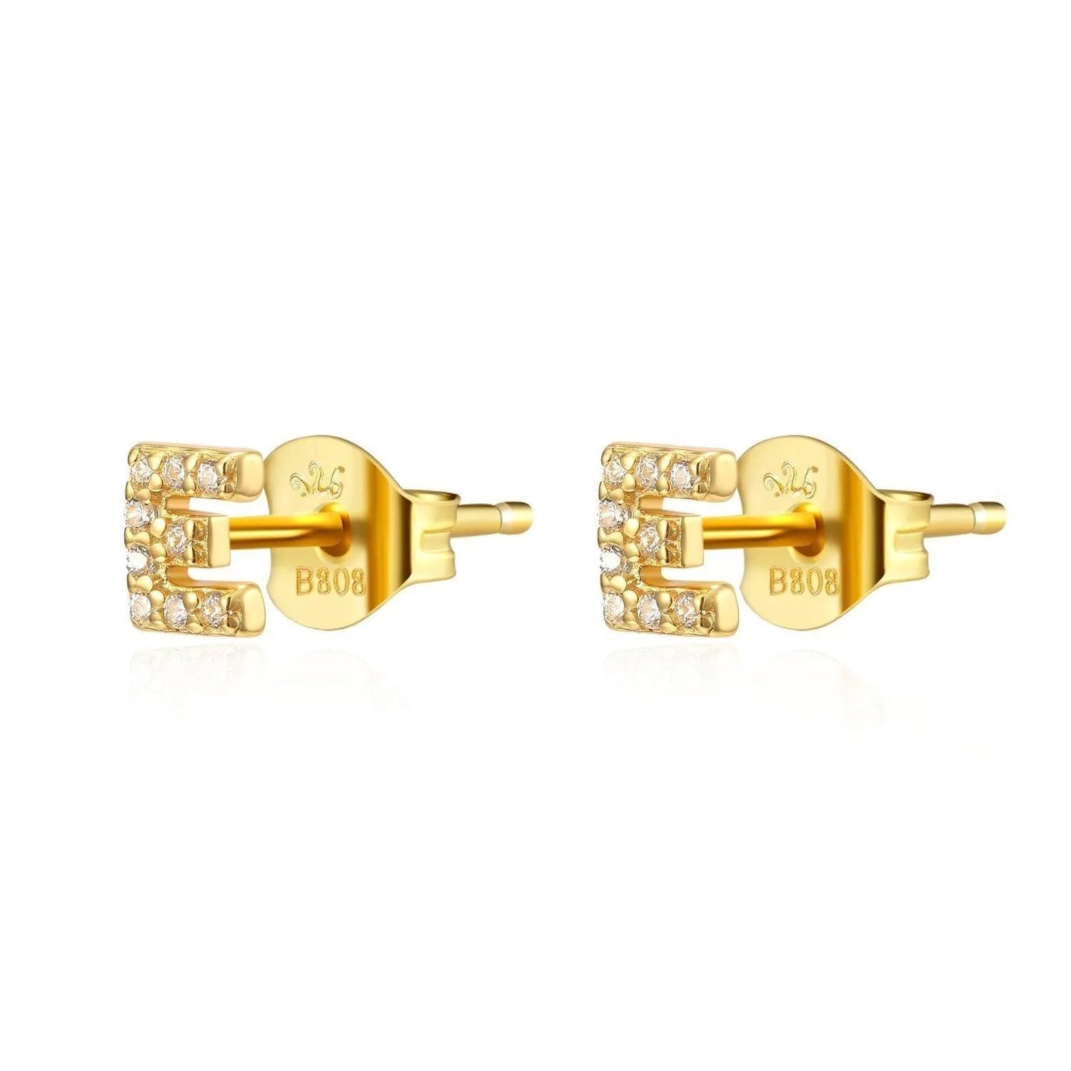 Pendiente Inicial con Circonitas Plata y Oro en Dorado - vista 9 - Cobalto Accesorios