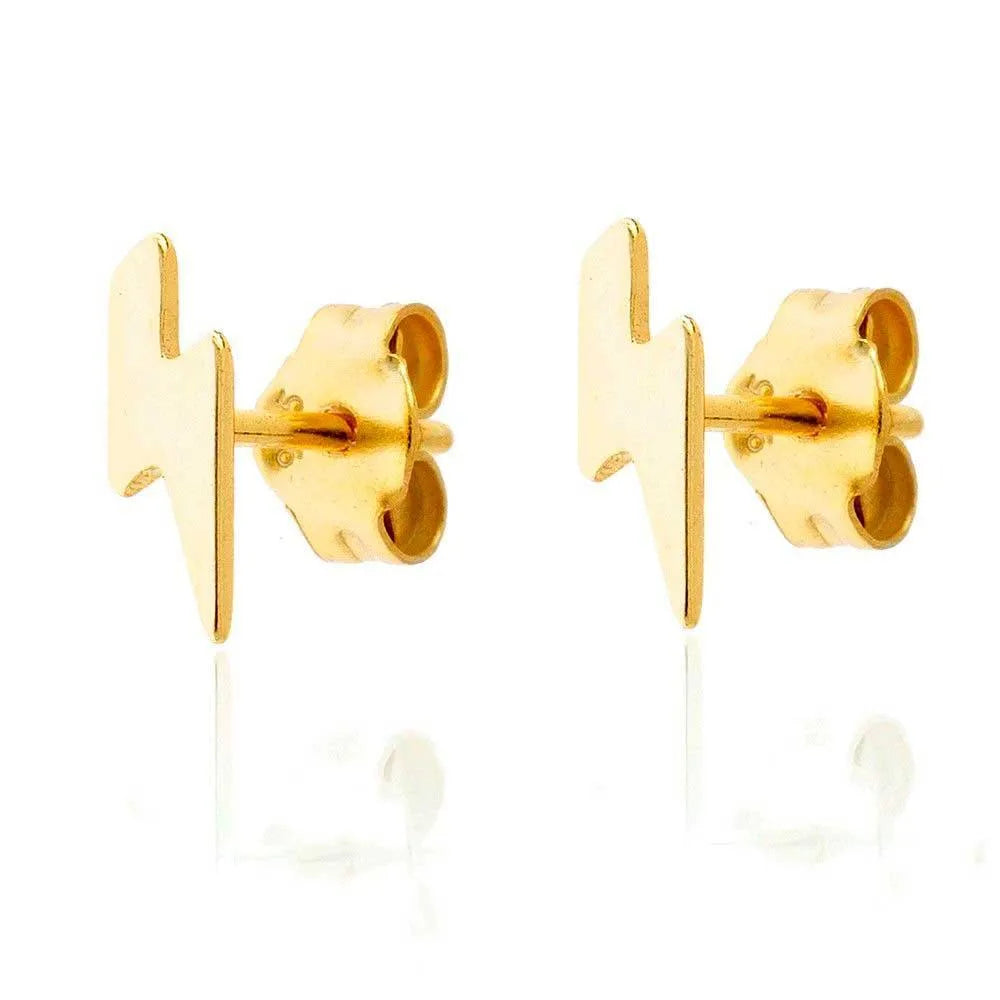 Pendiente Rayo Liso de 8 mm, diseño pequeño con forma de rayo para un toque moderno y discreto