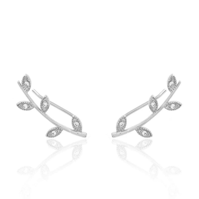 Pendiente Trepador Ramitas con Circonitas | Plata en Plata - Cobalto Accesorios