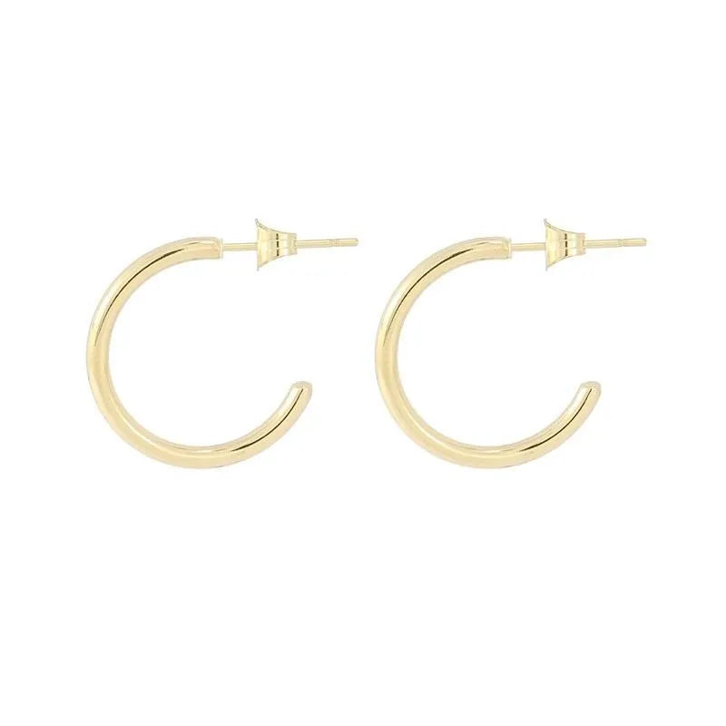 Pendientes aros de acero de 20 mm, diseño básico y versátil para diario