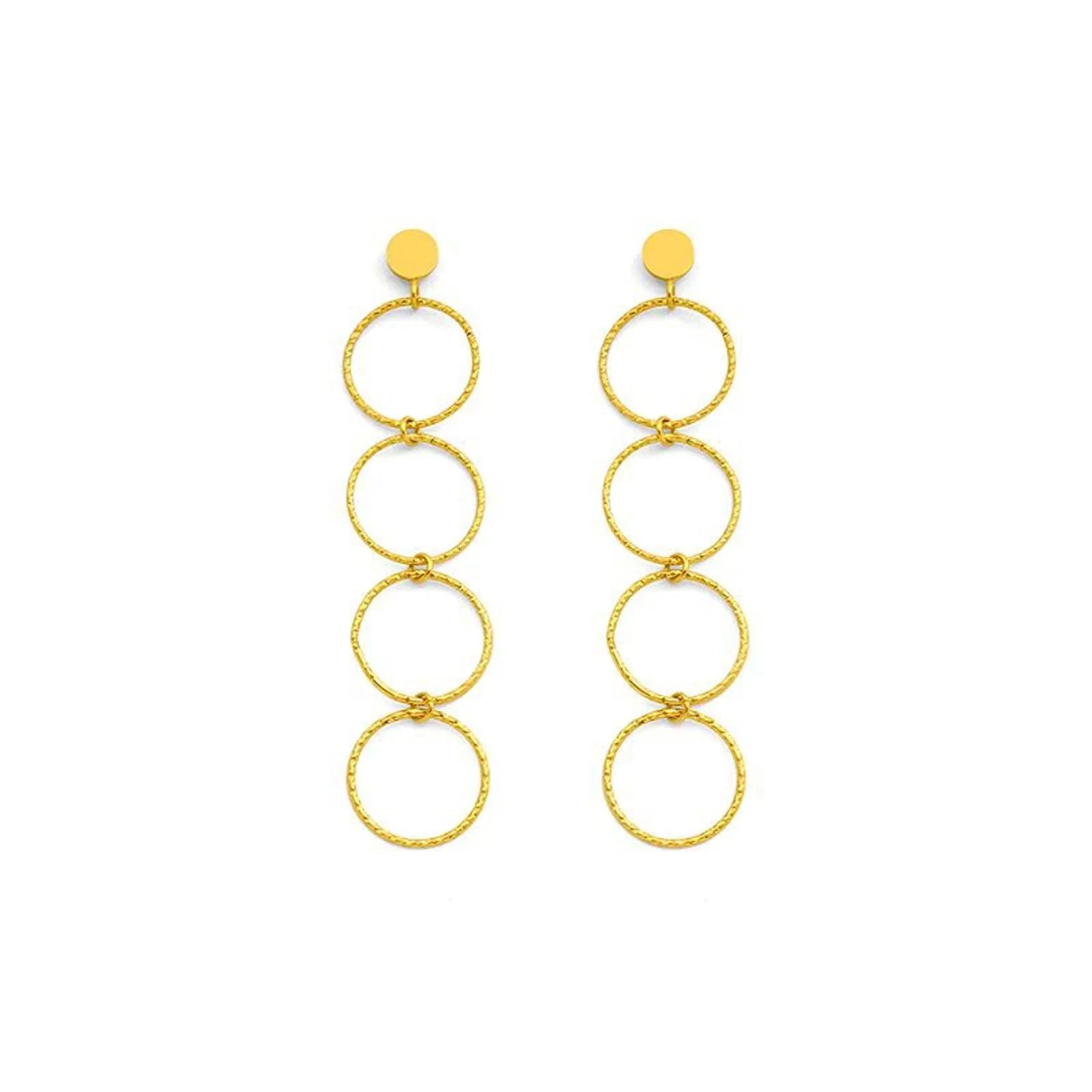 Pendientes Fiesta 4 Círculos – Acero y Baño de Oro 18K - Cobalto Accesorios , Joyería Valencia