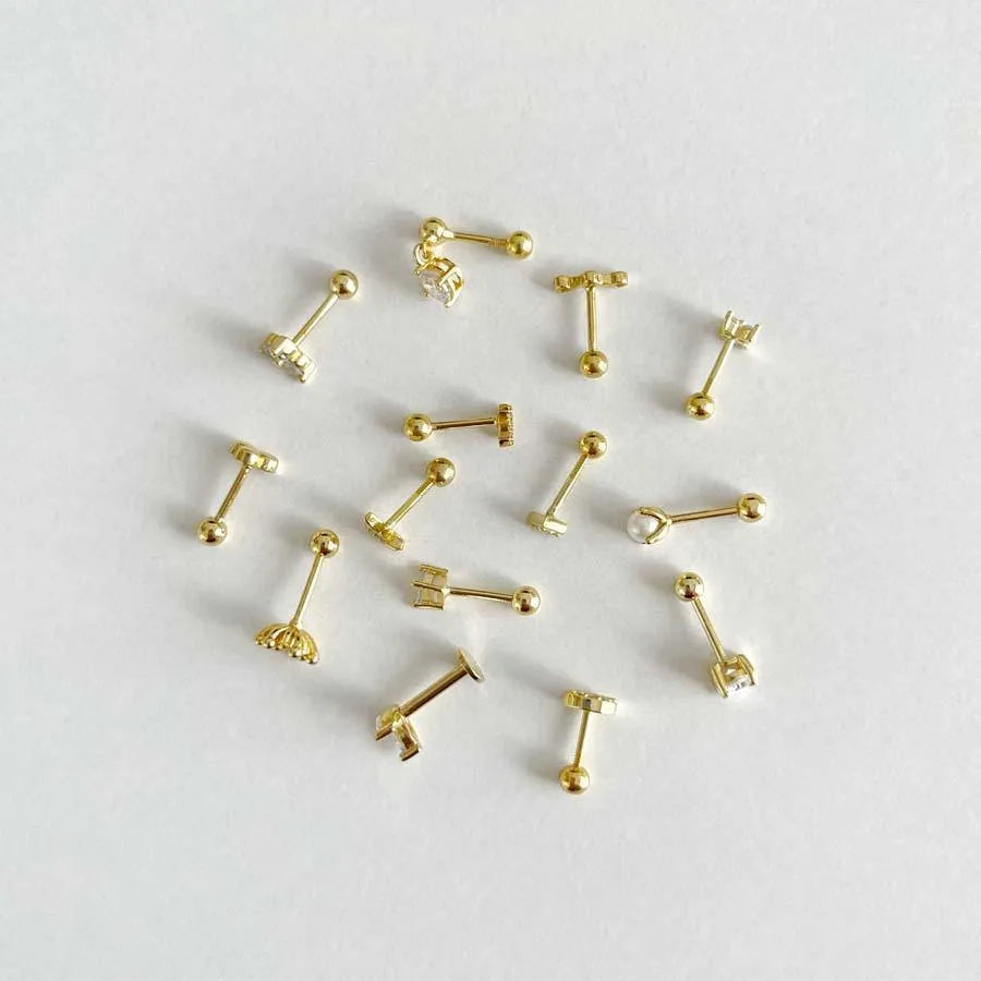 Piercing de plata de ley 925 con tres circonitas, diseño pequeño para combinar con otros pendientes