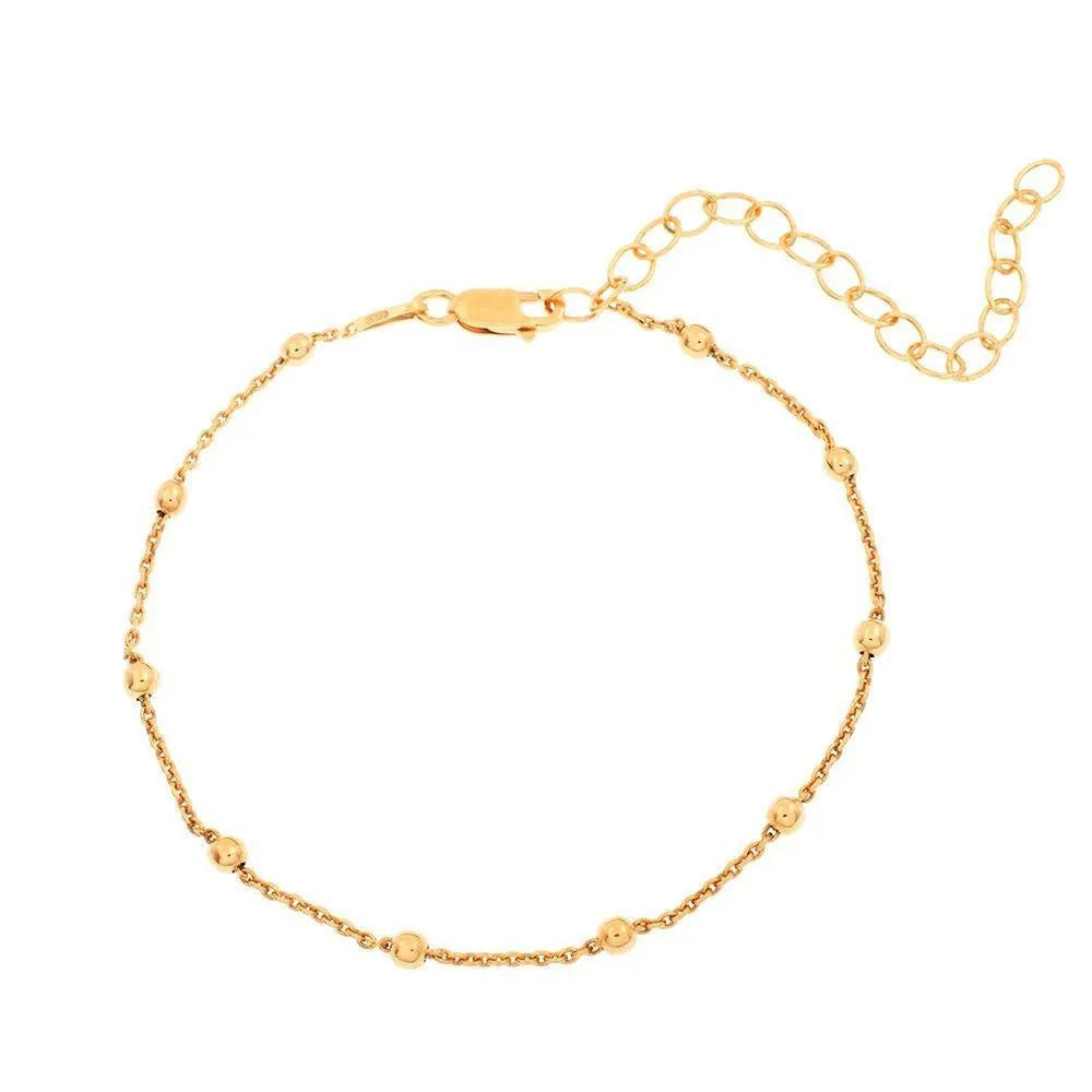 Pulsera de bolas en plata de ley 925, diseño ajustable y sencillo para diario