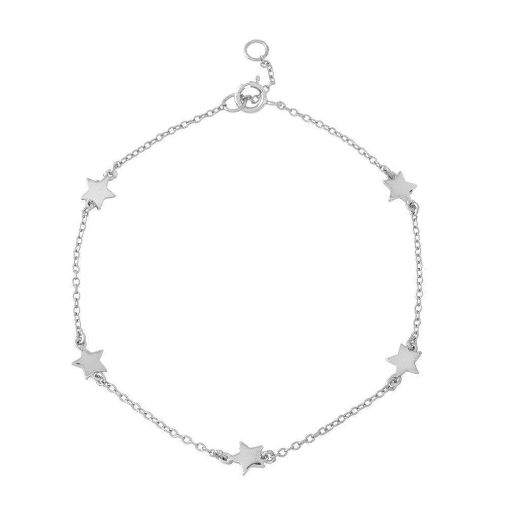 Pulsera de Estrellas en Plata y Dorado – Ajustable, Plata de Ley 925 - Cobalto Accesorios , Joyería Valencia