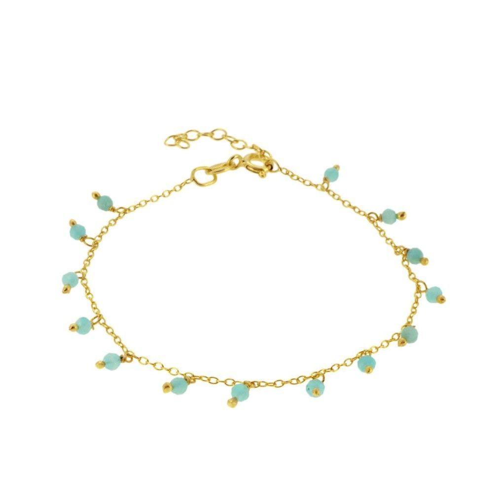 Pulsera de piedras semipreciosas dorado con piedra amazonita – Cobalto Accesorios, Joyería Valencia