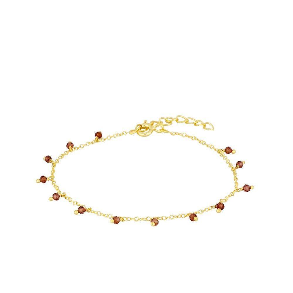 Pulsera de piedras semipreciosas dorado con piedra granate – Cobalto Accesorios, Joyería Valencia