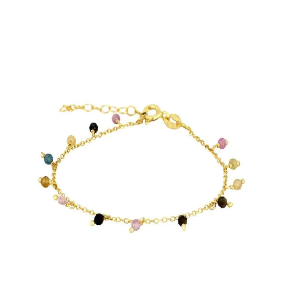 Pulsera de piedras semipreciosas dorado con turmalina – Cobalto Accesorios, Joyería Valencia
