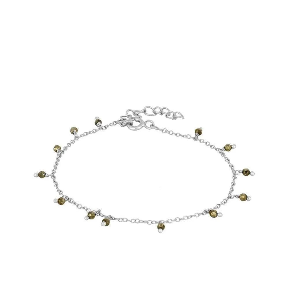 Pulsera de piedras semipreciosas en plata con pirita – Cobalto Accesorios, Joyería Valencia