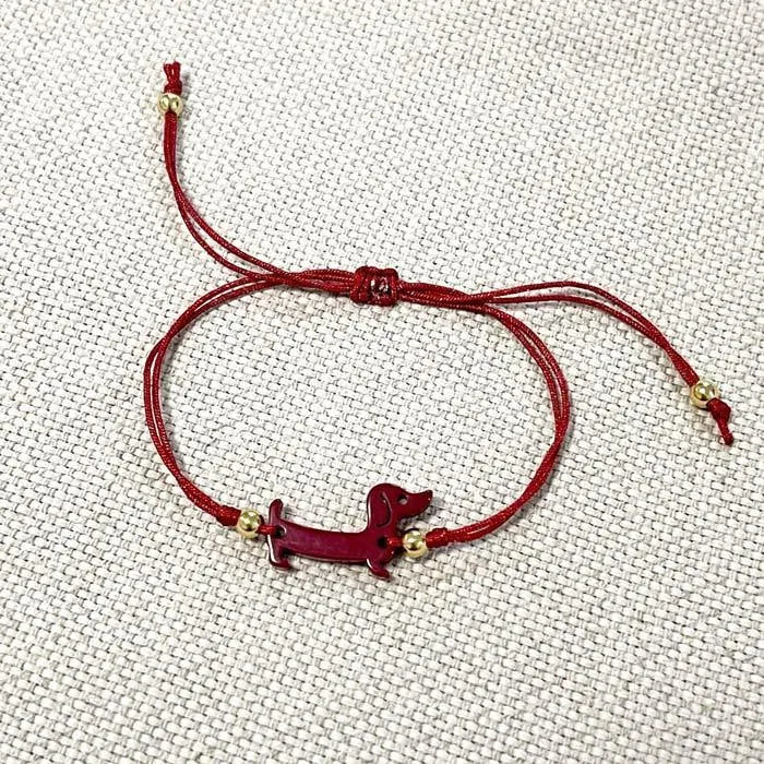 Pulsera Teckel en Burdeos + Dorado - Cobalto Accesorios
