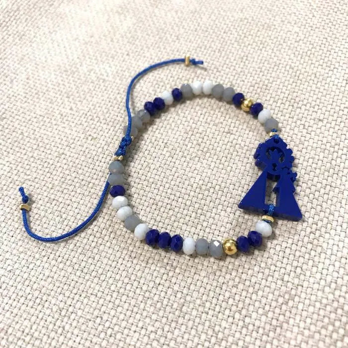 Pulsera Virgen Desamparados Bolitas Colores - Cobalto Accesorios , Joyería Valencia