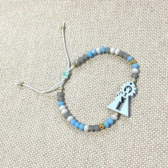 Pulsera Virgen Desamparados Bolitas Colores - Cobalto Accesorios , Joyería Valencia