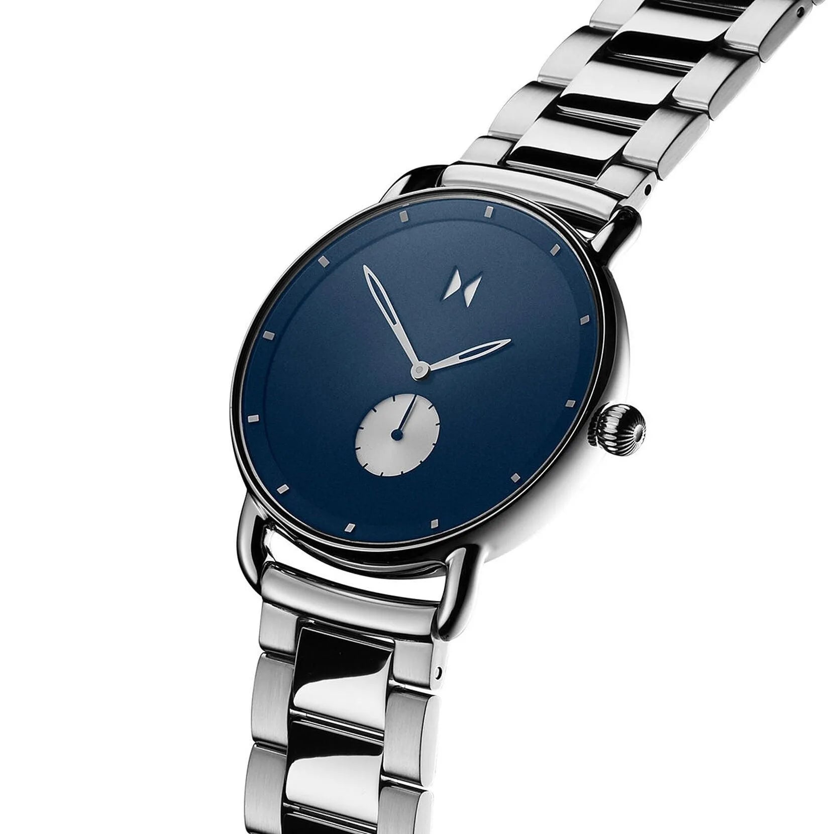 Detalle del reloj MVMT Revolver Opar, esfera y correa con acabado cuidado